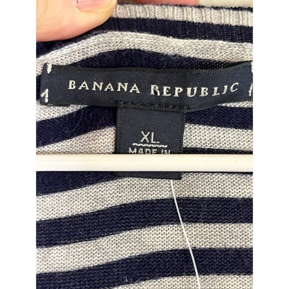 Banana Republic Striped Knit Sweater Blue XL Preppy Classic Chic Old Money Retro - Picture 2 of 8